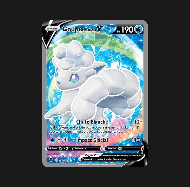 Goupix d'Alola V - 033/195 - Ultra Rare - Carte Pokémon Tempête Argentée  EB12 - DracauGames