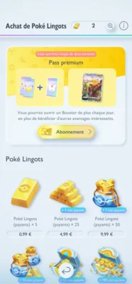 Achat de Poké Lingots