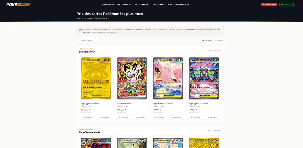 Pokescam prix du marché