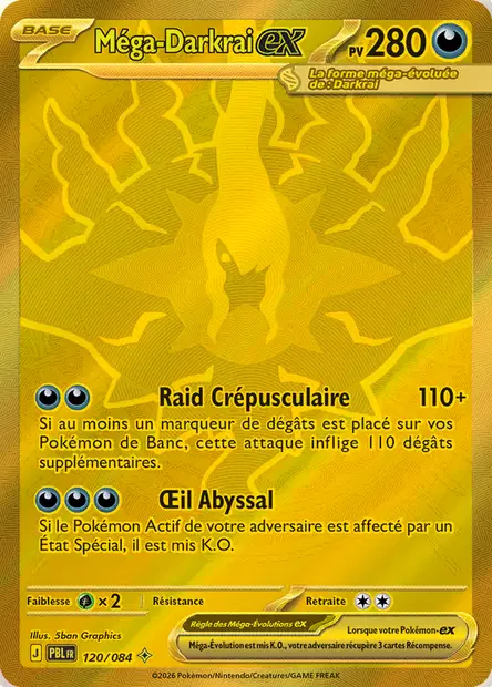 Carte Méga-Darkrai-ex 120/084 Gold Nuit Noire