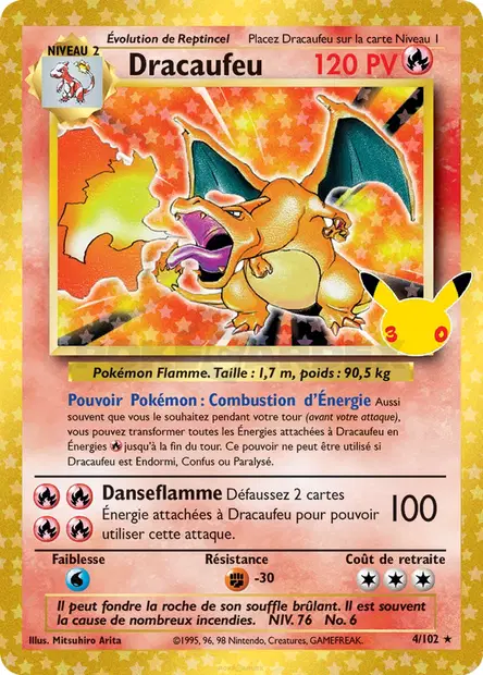 Carte Dracaufeu 4/102 Pokémon 30 ans