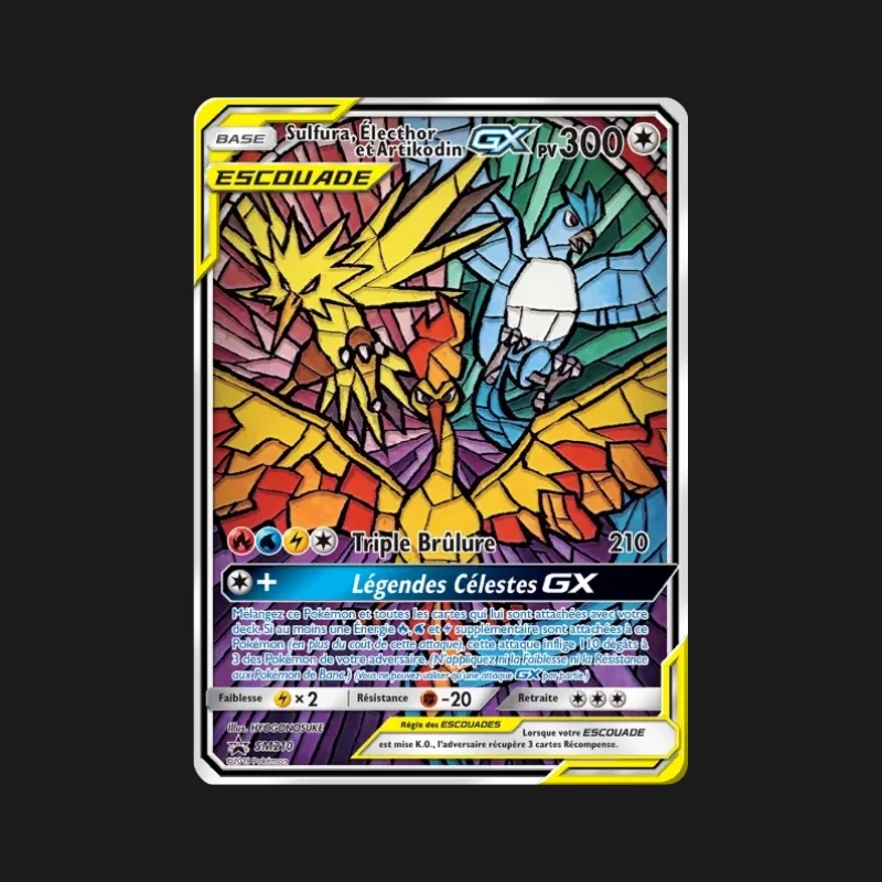 Carte Pokémon promo Sulfura, Électhor et Artikodin GX SM210 en français
